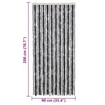 vidaXL Perdea pentru insecte, gri și negru, 90x200 cm, chenille vidaXL Perdea pentru insecte, gri și negru, 90x200 cm, chenille