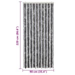 vidaXL Perdea pentru insecte, gri și negru, 90x220 cm, chenille vidaXL Perdea pentru insecte, gri și negru, 90x220 cm, chenille