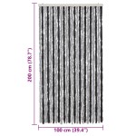 vidaXL Perdea pentru insecte, gri și negru, 100x200 cm, chenille vidaXL Perdea pentru insecte, gri și negru, 100x200 cm, chenille