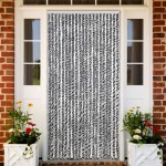 vidaXL Perdele pentru insecte, gri și alb-negru, 90x200 cm, chenille vidaXL Perdele pentru insecte, gri și alb-negru, 90x200 cm, chenille