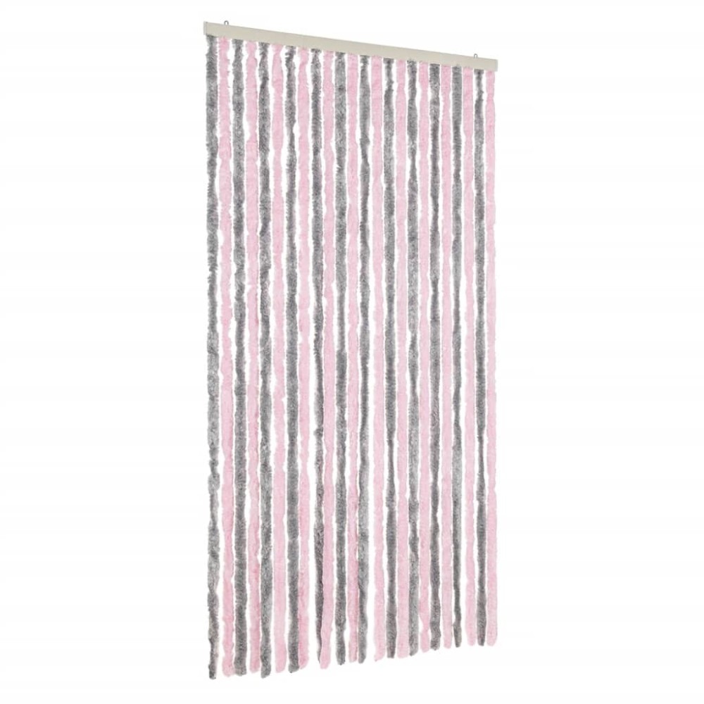 vidaXL Perdea pentru insecte, gri argintiu și roz, 100x220cm, chenille