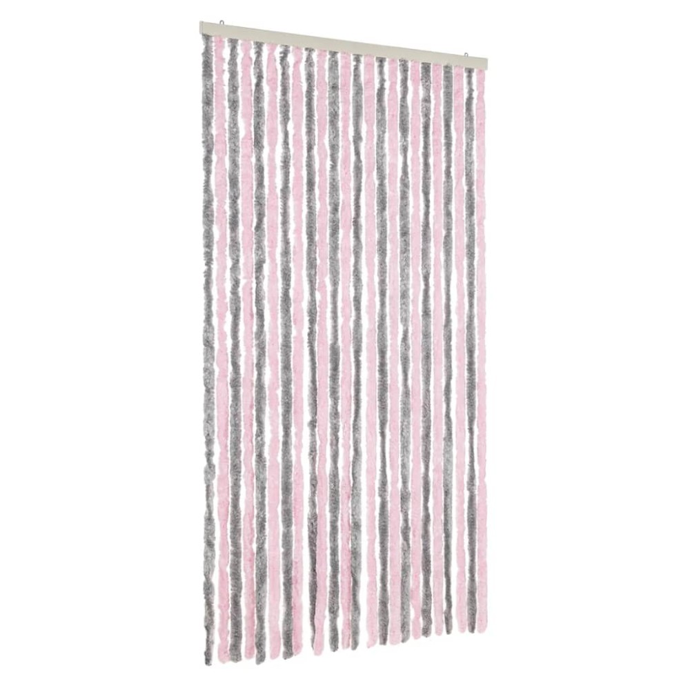 vidaXL Perdea pentru insecte, gri argintiu și roz, 100x230cm, chenille
