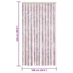 vidaXL Perdea pentru insecte, gri argintiu și roz, 100x230cm, chenille vidaXL Perdea pentru insecte, gri argintiu și roz, 100x230cm, chenille