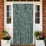 vidaXL Perdea pentru insecte, verde și alb, 90x200 cm, chenille vidaXL Perdea pentru insecte, verde și alb, 90x200 cm, chenille