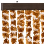 vidaXL Perdea pentru insecte, ocru și alb, 56x200 cm, chenille vidaXL Perdea pentru insecte, ocru și alb, 56x200 cm, chenille