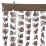 vidaXL Perdea pentru insecte, gri taupe și alb, 90x200 cm, chenille vidaXL Perdea pentru insecte, gri taupe și alb, 90x200 cm, chenille