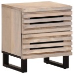 vidaXL Noptiere, 2 buc., 40x34x46 cm, lemn masiv mango albit vidaXL Noptiere, 2 buc., 40x34x46 cm, lemn masiv mango albit