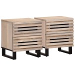 vidaXL Noptiere, 2 buc., 40x34x46 cm, lemn masiv mango albit vidaXL Noptiere, 2 buc., 40x34x46 cm, lemn masiv mango albit