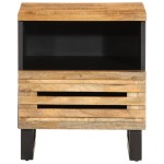vidaXL Noptiere, 2 buc., 40x34x46 cm, lemn masiv de mango brut vidaXL Noptiere, 2 buc., 40x34x46 cm, lemn masiv de mango brut