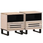 vidaXL Noptiere, 2 buc., 40x34x46 cm, lemn masiv mango albit vidaXL Noptiere, 2 buc., 40x34x46 cm, lemn masiv mango albit