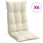 vidaXL Perne scaun cu spătar înalt, 6 buc, crem, țesătură Oxford vidaXL Perne scaun cu spătar înalt, 6 buc, crem, țesătură Oxford