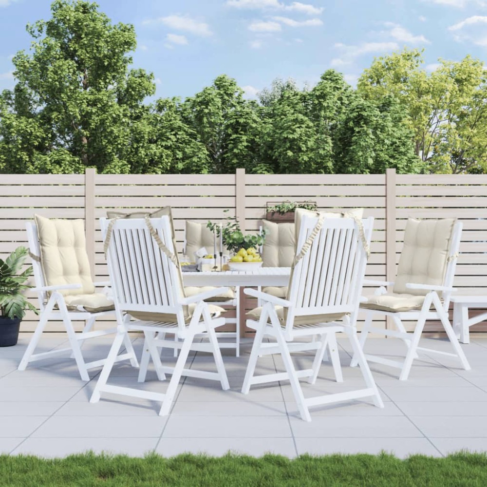 vidaXL Perne scaun cu spătar înalt, 6 buc, crem, țesătură Oxford