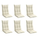 vidaXL Perne scaun cu spătar înalt, 6 buc, crem, țesătură Oxford vidaXL Perne scaun cu spătar înalt, 6 buc, crem, țesătură Oxford