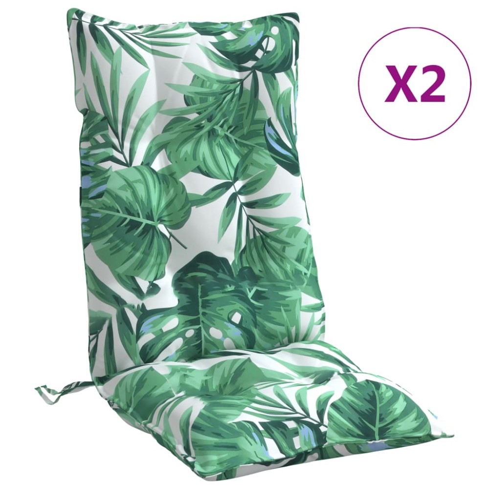 vidaXL Perne de scaun spătar înalt, 2 buc, model frunze, textil Oxford
