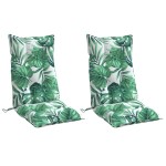 vidaXL Perne de scaun spătar înalt, 2 buc, model frunze, textil Oxford