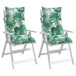 vidaXL Perne de scaun spătar înalt, 2 buc, model frunze, textil Oxford