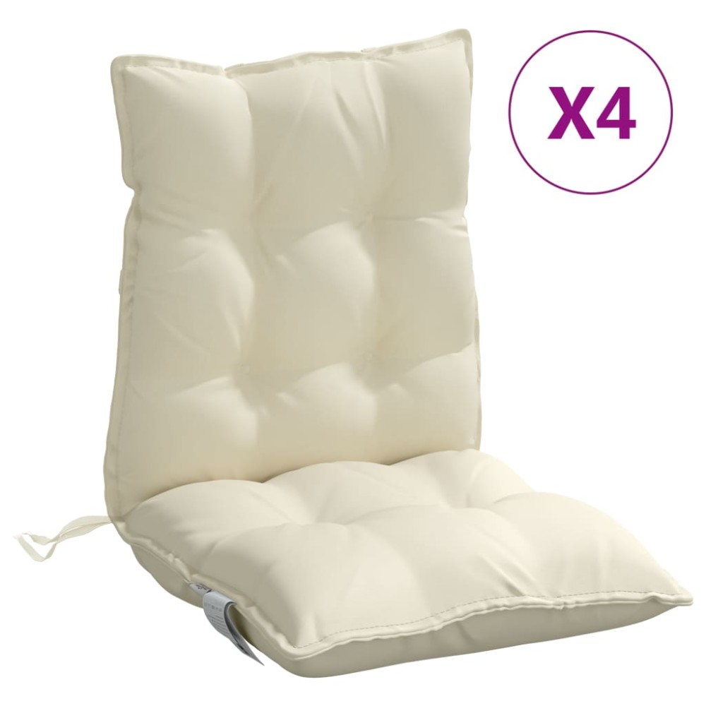 vidaXL Perne scaun cu spătar mic, 4 buc., crem, textil oxford