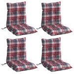 vidaXL Perne scaun cu spătar mic, 4 buc., roșu carouri, textil oxford