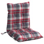 vidaXL Perne scaun cu spătar mic, 4 buc., roșu carouri, textil oxford