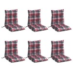 vidaXL Perne scaun cu spătar mic, 6 buc., roșu carouri, textil oxford