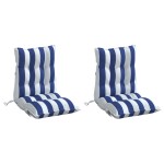 vidaXL Perne de scaun spătar mic, 2 buc. dungi albastre&albe, textil