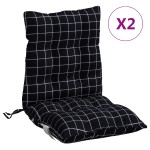 vidaXL Perne scaun cu spătar mic, 2 buc., negru carouri, textil oxford vidaXL Perne scaun cu spătar mic, 2 buc., negru carouri, textil oxford