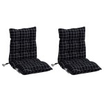 vidaXL Perne scaun cu spătar mic, 2 buc., negru carouri, textil oxford vidaXL Perne scaun cu spătar mic, 2 buc., negru carouri, textil oxford