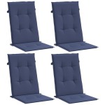 vidaXL Perne scaune cu spătar înalt, 4 buc., bleumarin, textil vidaXL Perne scaune cu spătar înalt, 4 buc., bleumarin, textil