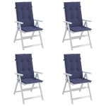 vidaXL Perne scaune cu spătar înalt, 4 buc., bleumarin, textil vidaXL Perne scaune cu spătar înalt, 4 buc., bleumarin, textil