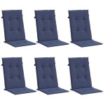 vidaXL Perne scaune cu spătar înalt, 6 buc., bleumarin, textil vidaXL Perne scaune cu spătar înalt, 6 buc., bleumarin, textil