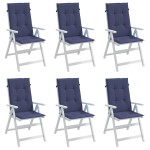 vidaXL Perne scaune cu spătar înalt, 6 buc., bleumarin, textil vidaXL Perne scaune cu spătar înalt, 6 buc., bleumarin, textil
