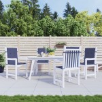 vidaXL Perne pentru scaune cu spătar jos, 4 buc., bleumarin, textil