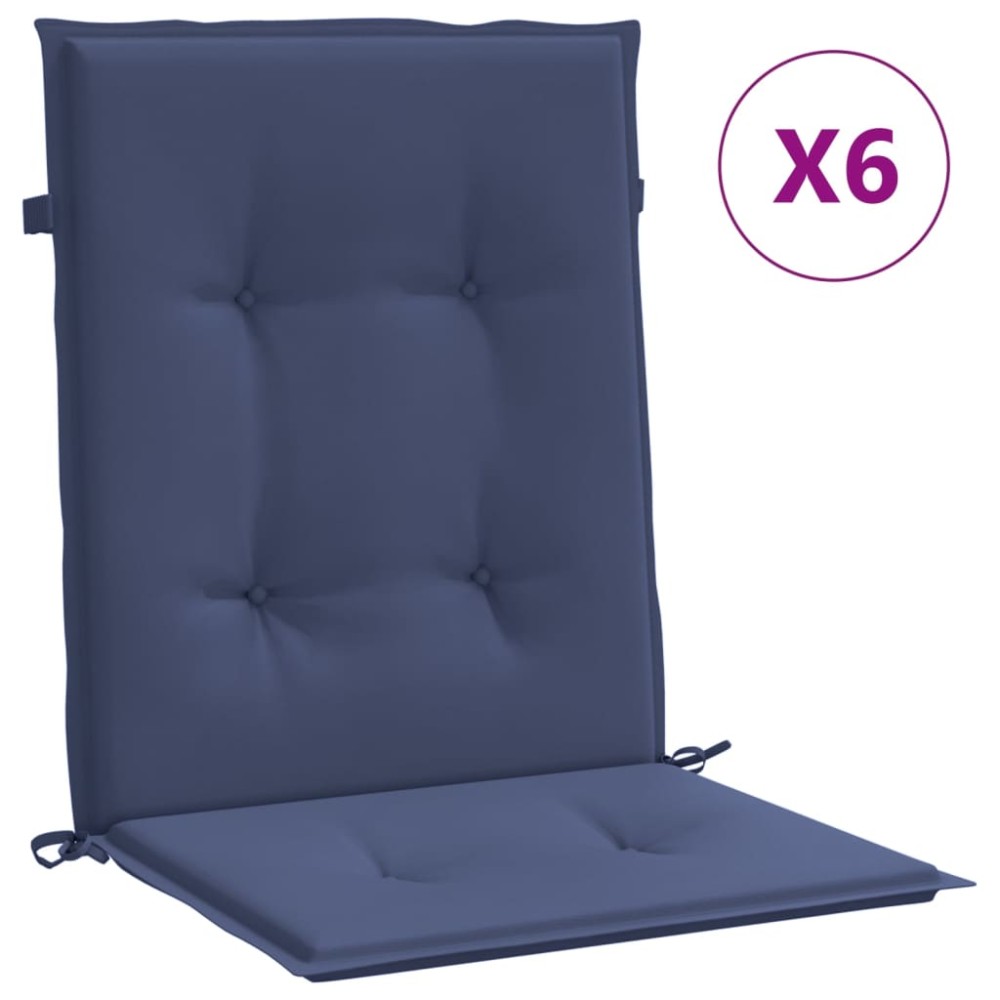 vidaXL Perne pentru scaune cu spătar jos, 6 buc., bleumarin, textil
