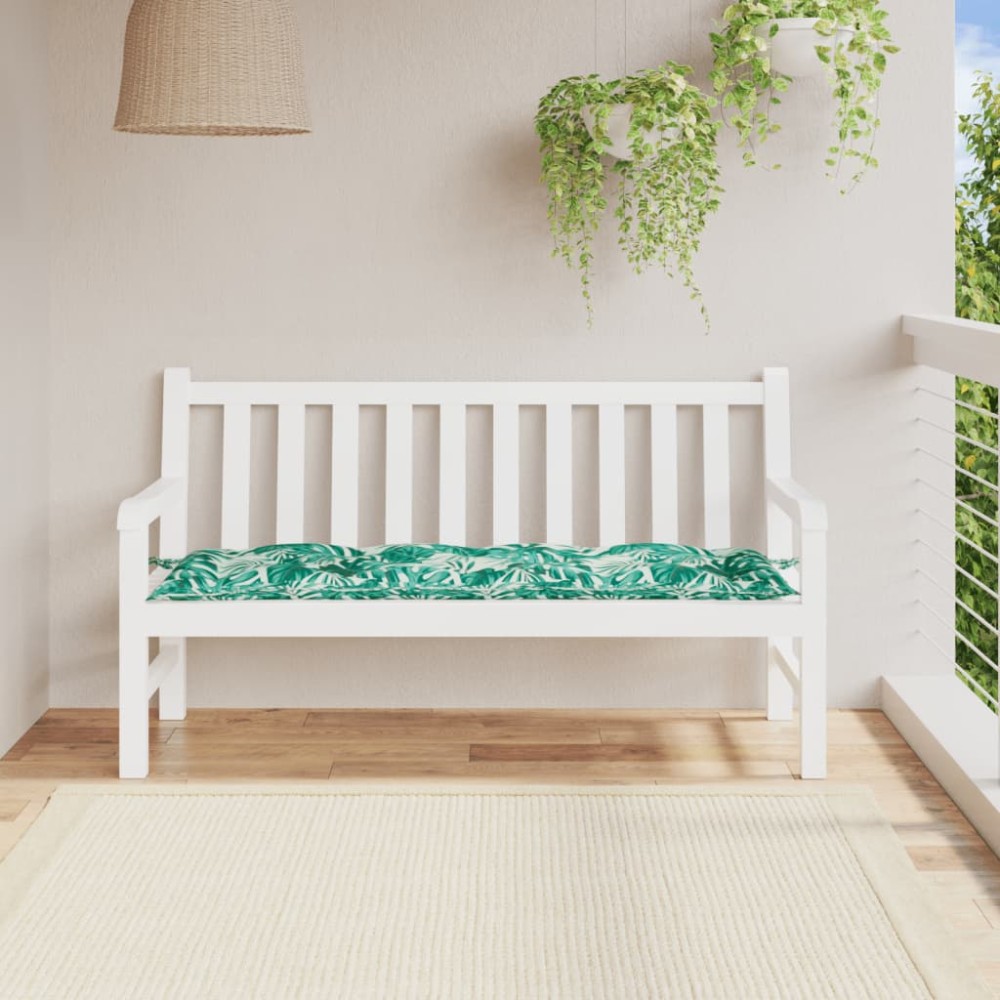 vidaXL Pernă bancă de grădină model frunze, 150x50x7 cm, textil oxford