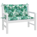 vidaXL Perne bancă de grădină 2 buc., model frunze 100x50x7 cm textil