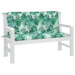 vidaXL Perne bancă de grădină 2 buc. model frunze 120x50x7 cm textil