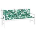 vidaXL Perne bancă de grădină 2 buc., model frunze, 180x50x7cm, textil