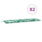 vidaXL Perne bancă de grădină 2 buc., model frunze, 180x50x7cm, textil