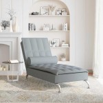 vidaXL Șezlong de masaj cu sprijin, gri deschis, material textil vidaXL Șezlong de masaj cu sprijin, gri deschis, material textil