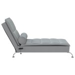 vidaXL Șezlong de masaj cu sprijin, gri deschis, material textil vidaXL Șezlong de masaj cu sprijin, gri deschis, material textil