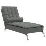 vidaXL Șezlong de masaj cu sprijin, gri închis, material textil vidaXL Șezlong de masaj cu sprijin, gri închis, material textil