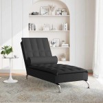 vidaXL Șezlong de masaj cu sprijin, negru, material textil vidaXL Șezlong de masaj cu sprijin, negru, material textil