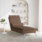 vidaXL Șezlong de masaj cu sprijin, maro, material textil vidaXL Șezlong de masaj cu sprijin, maro, material textil
