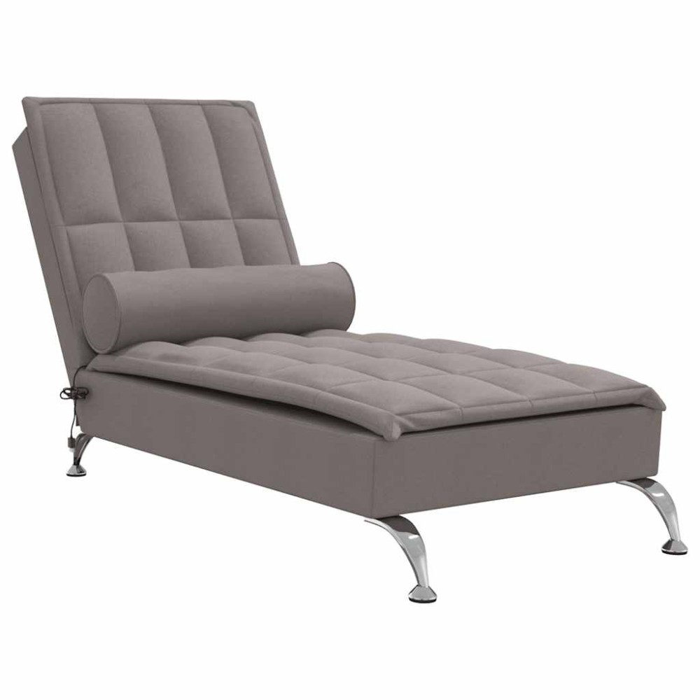 vidaXL Șezlong de masaj cu sprijin, gri taupe, material textil