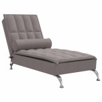 vidaXL Șezlong de masaj cu sprijin, gri taupe, material textil
