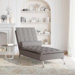 vidaXL Șezlong de masaj cu sprijin, gri taupe, material textil