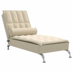 vidaXL Șezlong de masaj cu sprijin, crem, material textil vidaXL Șezlong de masaj cu sprijin, crem, material textil