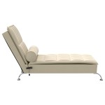 vidaXL Șezlong de masaj cu sprijin, crem, material textil vidaXL Șezlong de masaj cu sprijin, crem, material textil