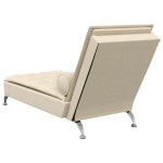 vidaXL Șezlong de masaj cu sprijin, crem, material textil vidaXL Șezlong de masaj cu sprijin, crem, material textil