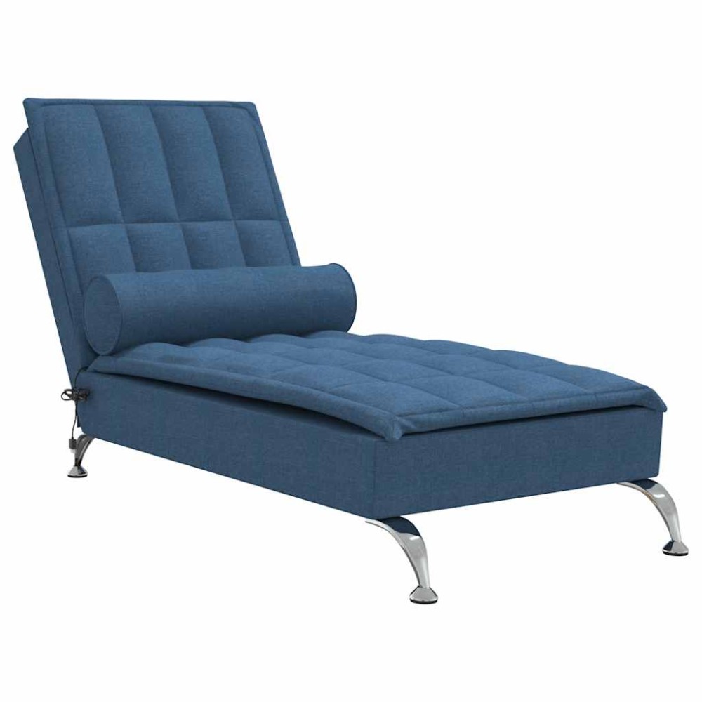 vidaXL Șezlong de masaj cu sprijin, albastru, material textil